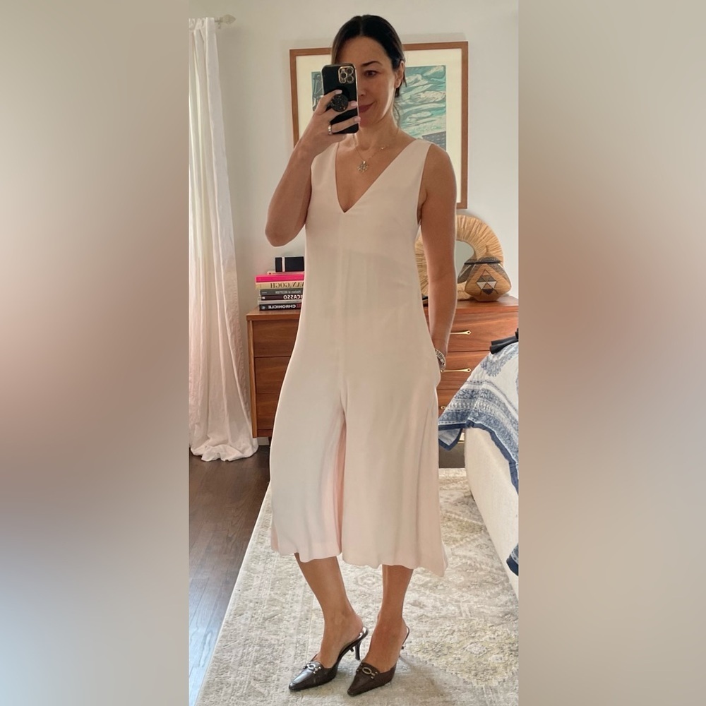 French Connection Essien Crepe Jumpsuit in Pink Opal
